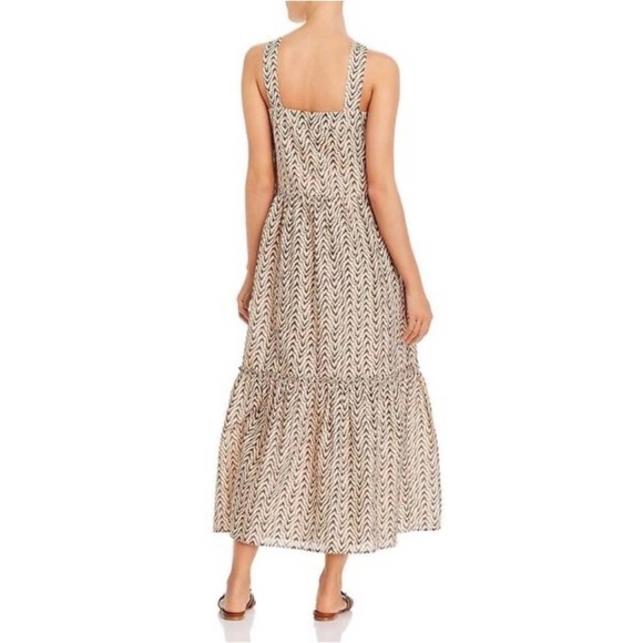 Joie Rosabel Printed Tiered Dress, Brown Cream Halter Geometric Pattern, Size XS - Picture 2 of 9